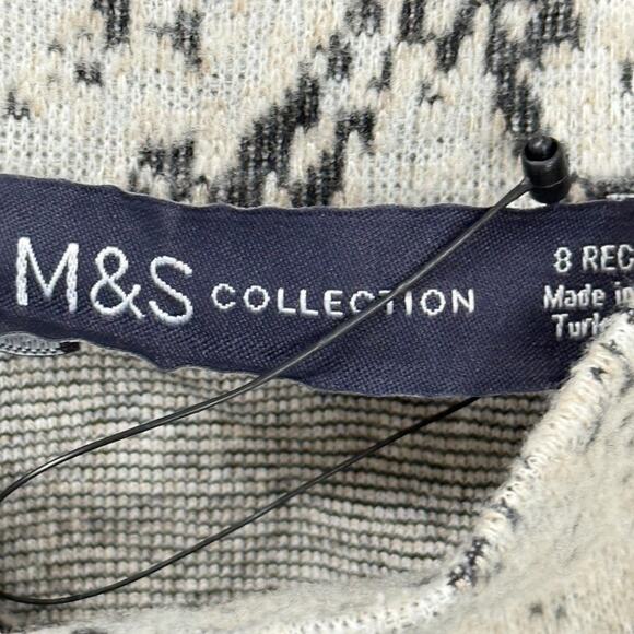 M&S Collection Snakeskin Long Sleeve Midi Sheath Knit Dress Beige Mock Neck sz 8 - Picture 16 of 16